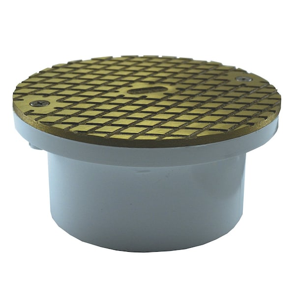 3in. x 4in. PVC General Purpose Cleanout with 5in. Polished Brass Cover with Ring